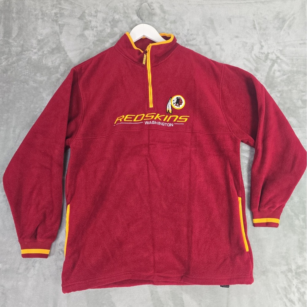 Washington Redskins VTG NFL Mens Fleece Pullover Sweatshirt Med Red 1/4 Zip